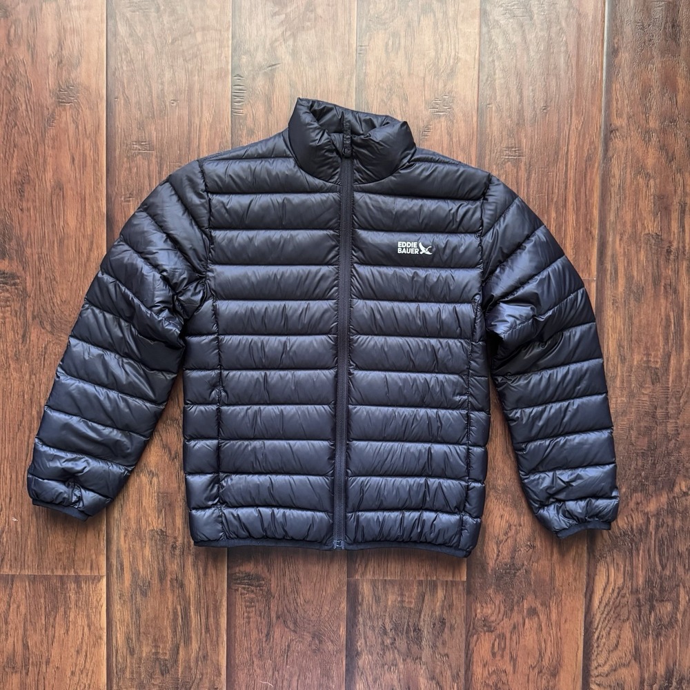 Eddie Bauer Kids CirrusLite 650 Down Puffer Jacket Black M 7/8 Packable Coat - Picture 3 of 16